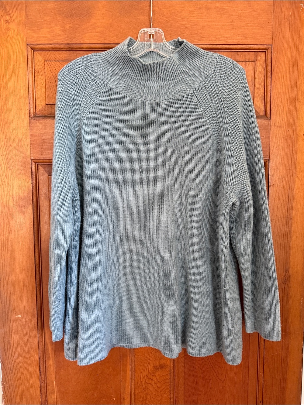 Eileen Fisher Slate Blue Ribbed Mock Neck Sweater